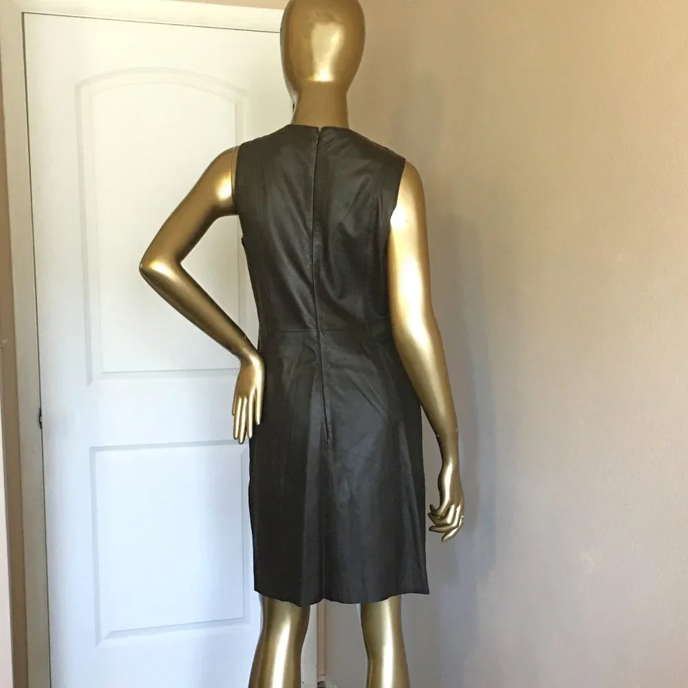 BANANA REPUBLIC Chocolate Brown Leather Dress  NEW! - Picture 6 of 11